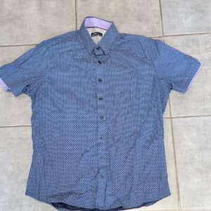 Blue and Purple Casual Short Sleeve Shirt